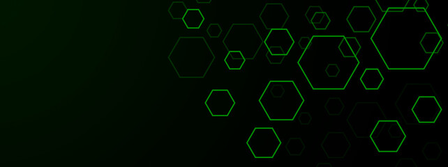 Fototapeta premium Abstract technology geometric illustration. Beautiful business banner design with green hexagons