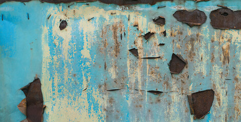 photo texture of old painted iron in corrosion
