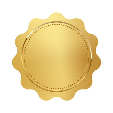 Golden stamp isolated on white background. Luxury seal. Vector design element.