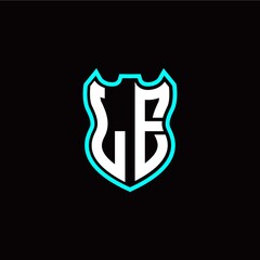 L E initial logo design with shield shape