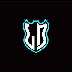 L D initial logo design with shield shape