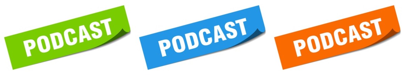 podcast paper peeler sign set. podcast sticker