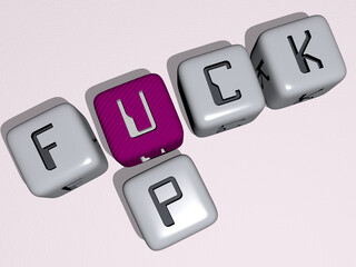 combination of angry sorry: fuck up built by cubic letters from the top perspective, excellent for the concept presentation