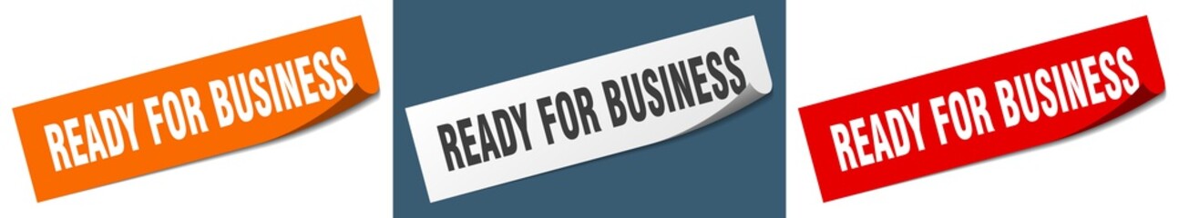 ready for business paper peeler sign set. ready for business sticker