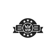 Vip emblem glyph black icon. Exclusive membership. Sign for web page, mobile app, button, logo. Vector isolated button.