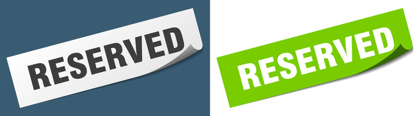reserved paper peeler sign set. reserved sticker