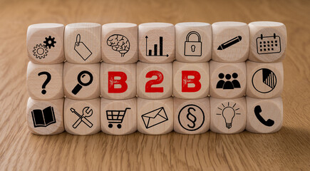 Dice with icons and the word B2B
