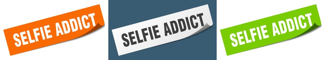 selfie addict paper peeler sign set. selfie addict sticker