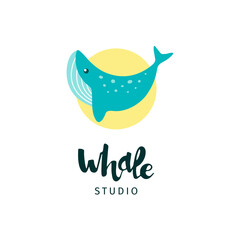 cute whale, logo whale