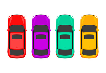 Vector car top view icon illustration. Vehicle flat isolated car icon