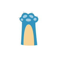 Animal cat or dog paw cartoon icon, flat vector illustration isolated on white.