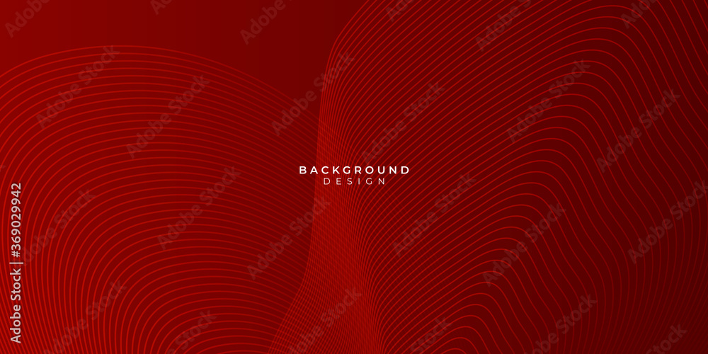 Wall mural red abstract background with wave curve lines
