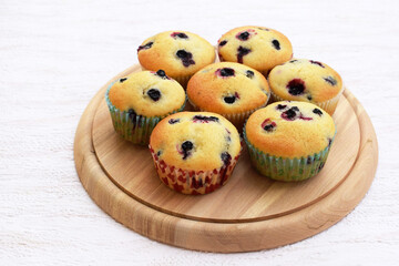 Summer baking - delicious homemade muffins with black currant