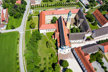 Aerial view, Ottobeuren Abbey, Benedictine Abbey,  Bavaria, Germany