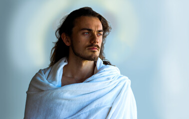 portrait of a Christ-like handsome young man