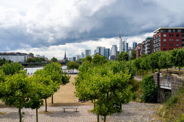 Fototapeta premium A dramatic skyline in Frankfurt, Germany