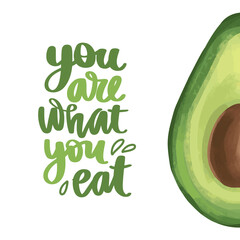 You are what you eat. Vector hand drawn lettering quote about healthy food. - 369036588