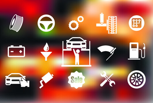 Vector White Car Wash Icon Set
