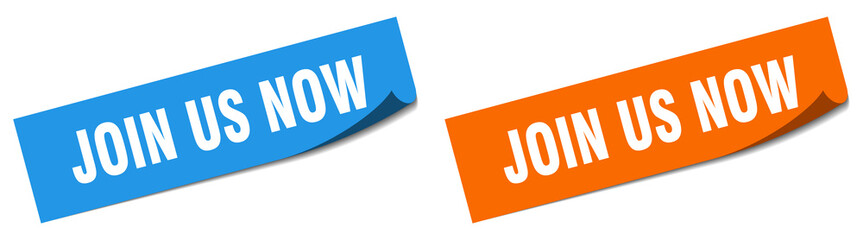 join us now paper peeler sign set. join us now sticker