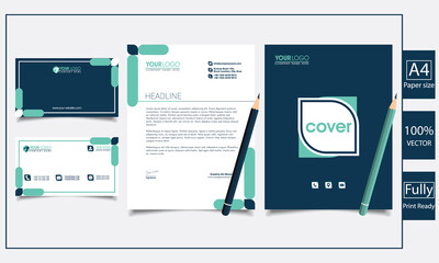 Business stationery template design set.
