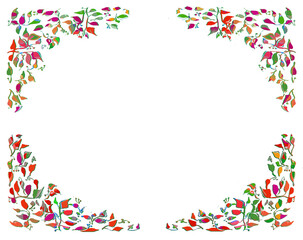 autumn leaves frame with purple and pink and green colors illustration for photo or babyshower or wedding invitation