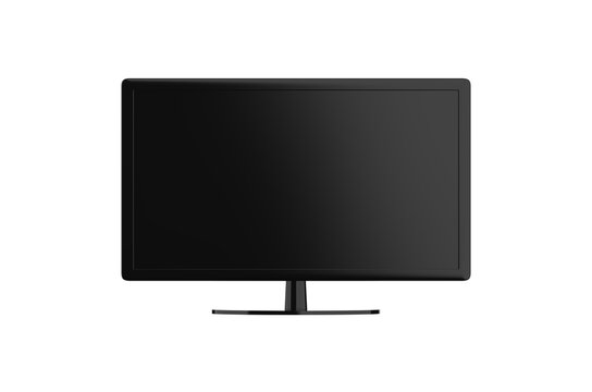 Black Smart Tv Monitor, Mockup Template On Isolated White Background, 3d Illustration