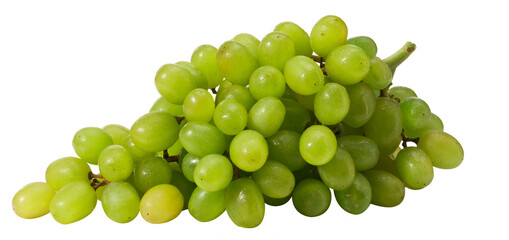 Green grapes on white background.