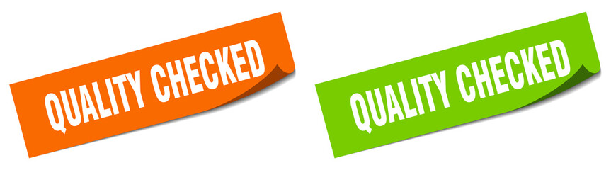 quality checked paper peeler sign set. quality checked sticker