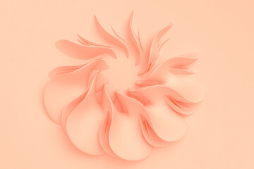 Fototapeta premium Orange ochre pastel light delicate abstract 3D background of a wave curving intertwining and writhing surface. 3D illustration with copy space