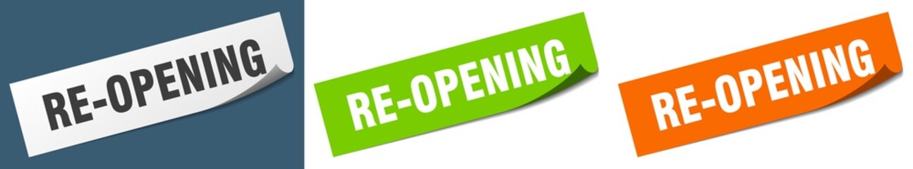 re-opening paper peeler sign set. re-opening sticker