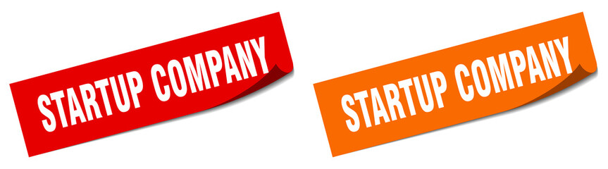 startup company paper peeler sign set. startup company sticker