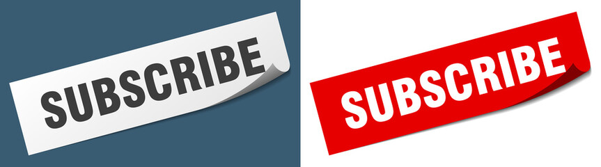 subscribe paper peeler sign set. subscribe sticker