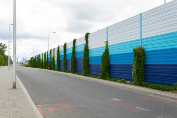 Fototapeta na wymiar Noise fence on city roads