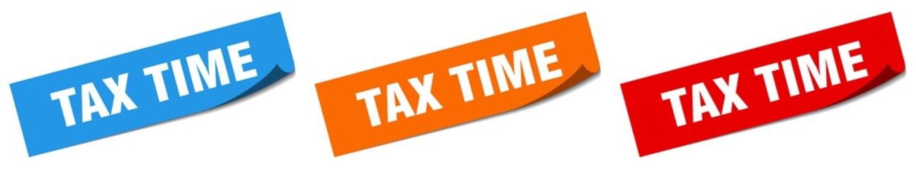 tax time paper peeler sign set. tax time sticker