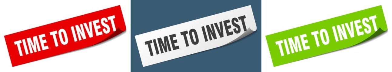time to invest paper peeler sign set. time to invest sticker