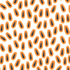 Papaya fruit pattern watercolor illustration