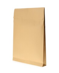 Kraft paper envelope isolated on white. Mail service