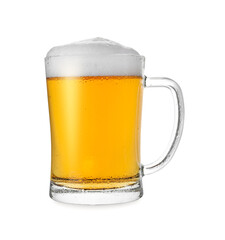 Glass mug with tasty beer isolated on white