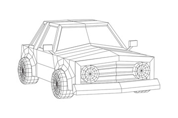 Car sedan vehicle personal transport. Automobile transportation concept. Wireframe low poly mesh vector illustration.