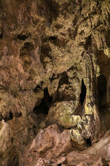Stalactites and stalagmites inside the Zinzulusa caves in Castro, Lecce, Salento, Puglia, Italy
