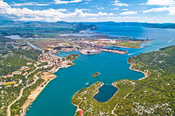 Fototapeta premium Aerial view of Ploce, harbor town in Neretva valley