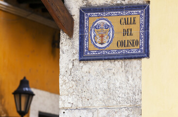 19-09-2012 Cartagena (Colombia) .A beautiful plaque indicating to tourists where they are..