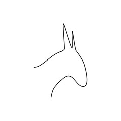 Donkey head line icon. Farm animal continuous line drawn vector illustration. Donkey head symbol.