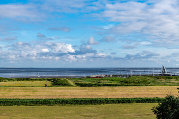 Salt marshes on Juist an East Frisian island in Germany in summer.