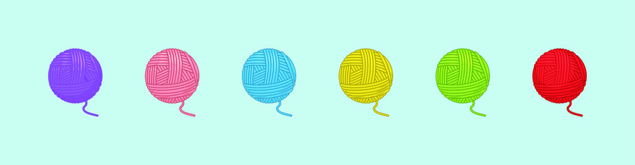 set of ball yarn various model. vector illustration on blue background
