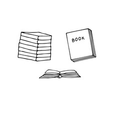 Set of reading, vector illustration, books, hand drawing