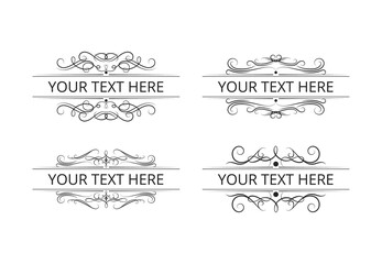 Ornate royal borders set with filigree scrolls. Vintage design collection of monogram swirl frames. Vector isolated certificate templates. 
