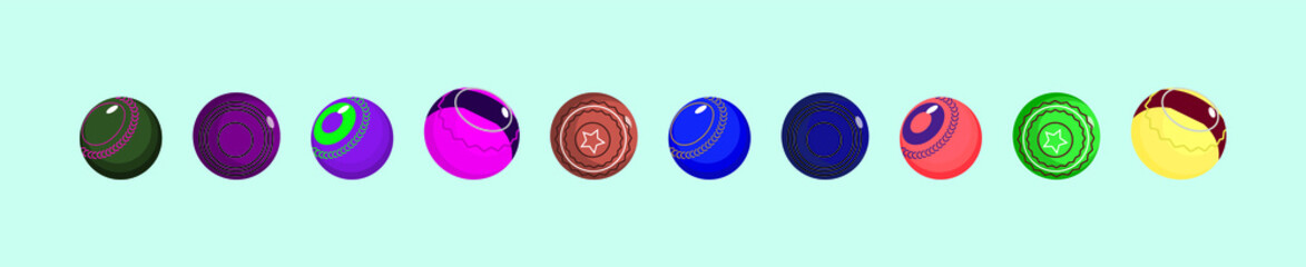 set of lawn bowls various model. vector illustration on blue background