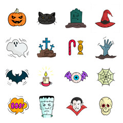 Halloween colorful icon set illustration
