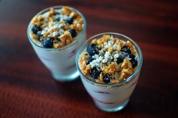 cheesecake dessert with blueberries and nuts